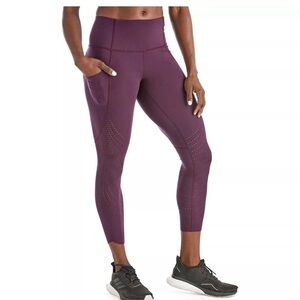 Members Mark Women's Active Perforated Pocket Leggings High Waist Color: Plum XL